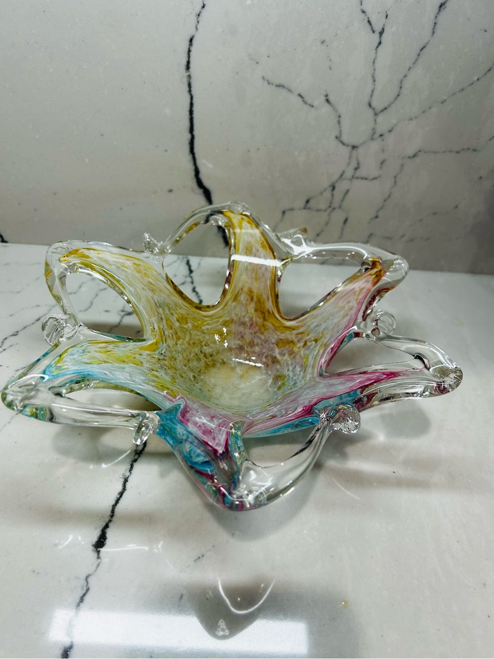 Handblown Multicolor Art Glass Bowl